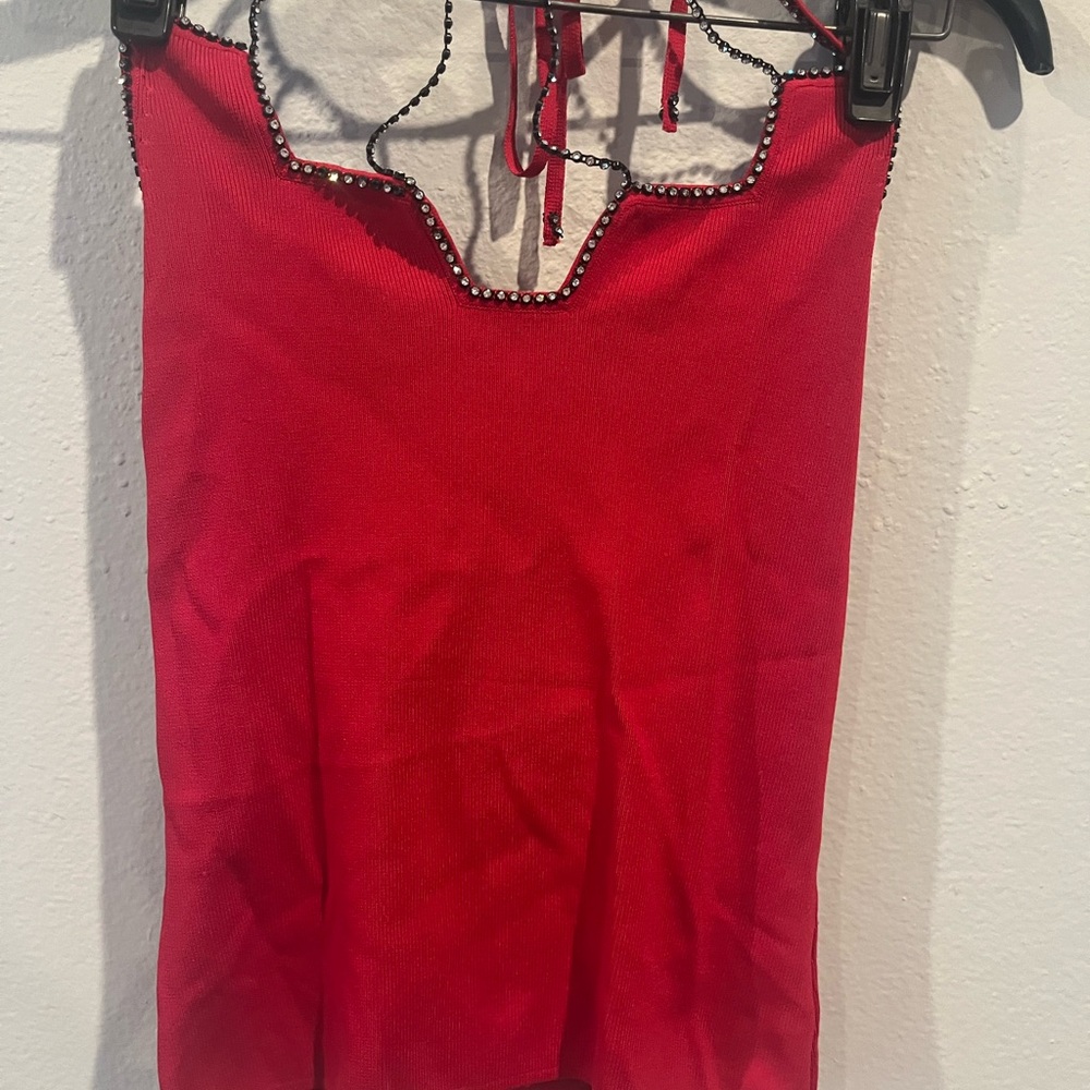 Beautiful Red Open Back With Beaded - image 5